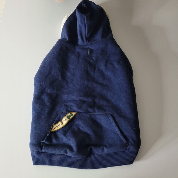 Sherpa Fluffy Dog Coat Jacket Sweater Medium Tiny Hood Blue Soft Little Puppy - Picture 9 of 9